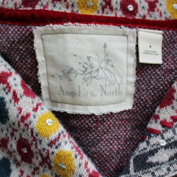 Anthropologie Angel of the North SATPURA wool beaded fringe cardigan sweater M - Picture 12 of 12